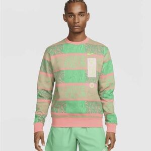 Nike Club Fleece Trippy Safari Sweatshirt Coral and Green- Men's XXL